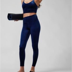 Athleta elation blue velvet leggings Medium